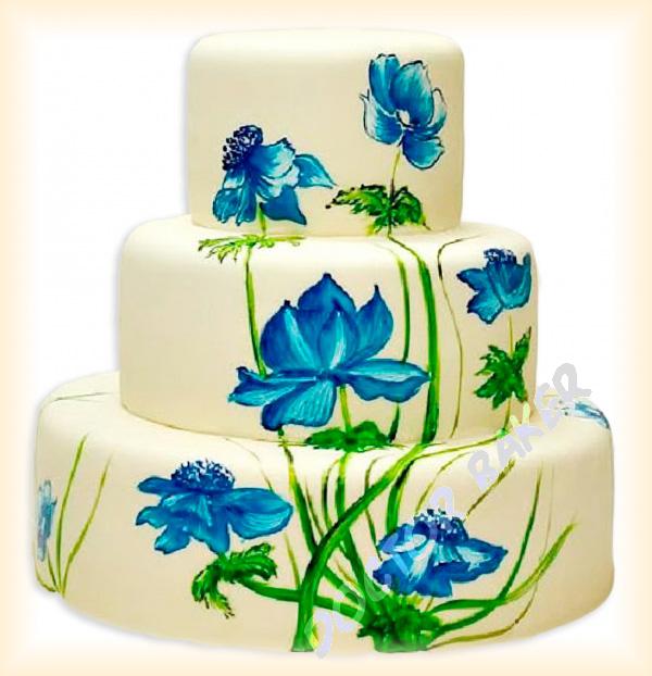 Торт 396 Синие цветы