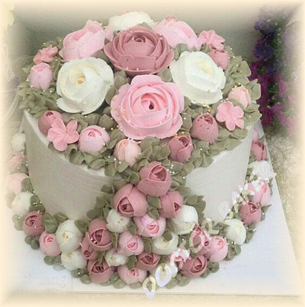 Свадебный торт 2006 Розовый стиль 