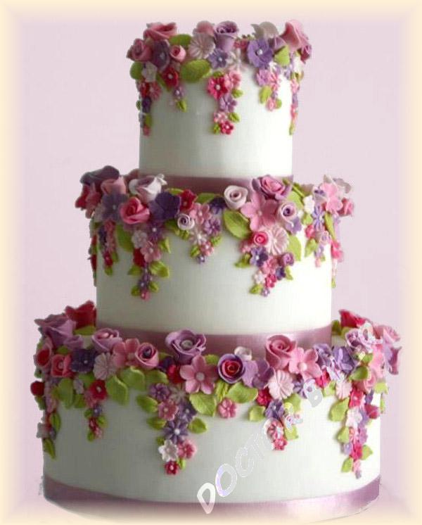 Свадебный торт 2147 Водопад цветов