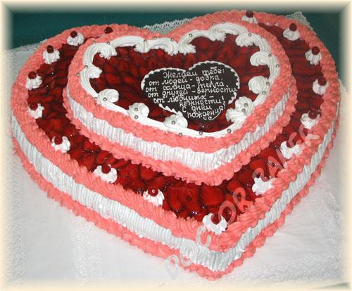 Свадебный торт 2063 Сердца клубника
