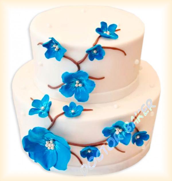 Торт 406 Синие цветы