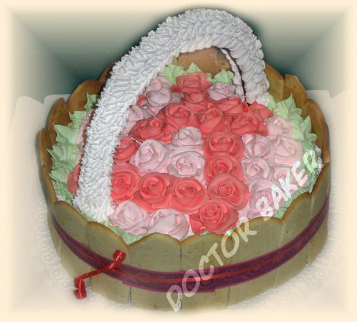 Торт 019 корзина с розами