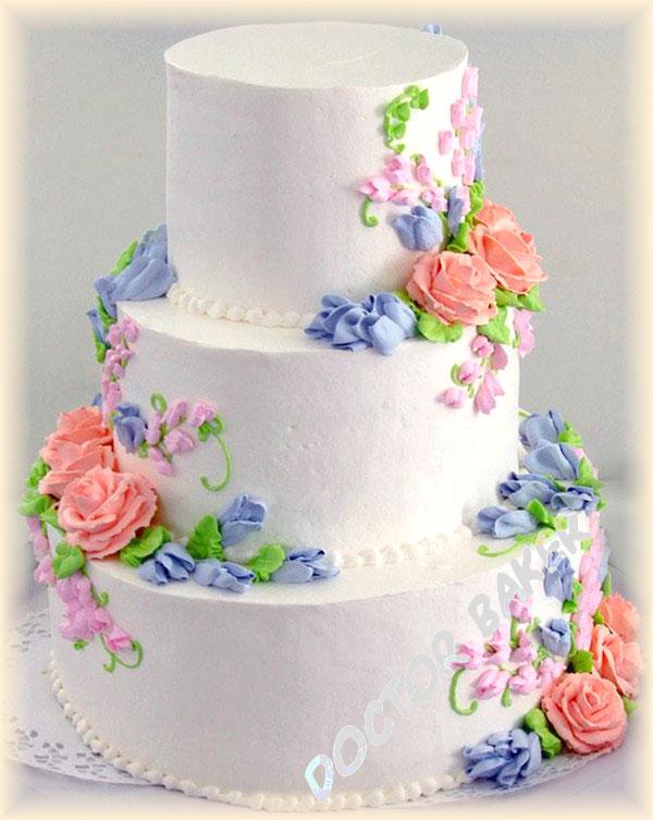 Свадебный торт 2120 Пирамида с цветами