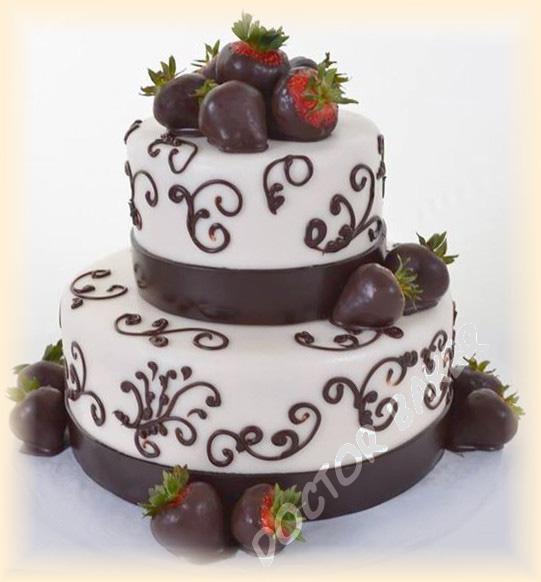 Свадебный торт 2076 Клубника в шоколаде