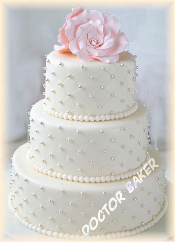  Свадебный торт 2094 Розы и жемчуг