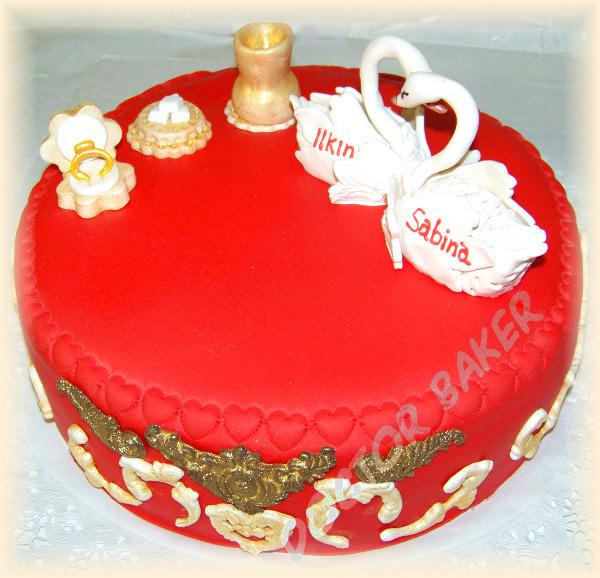 Свадебный торт 2150 Красный и оригинальный