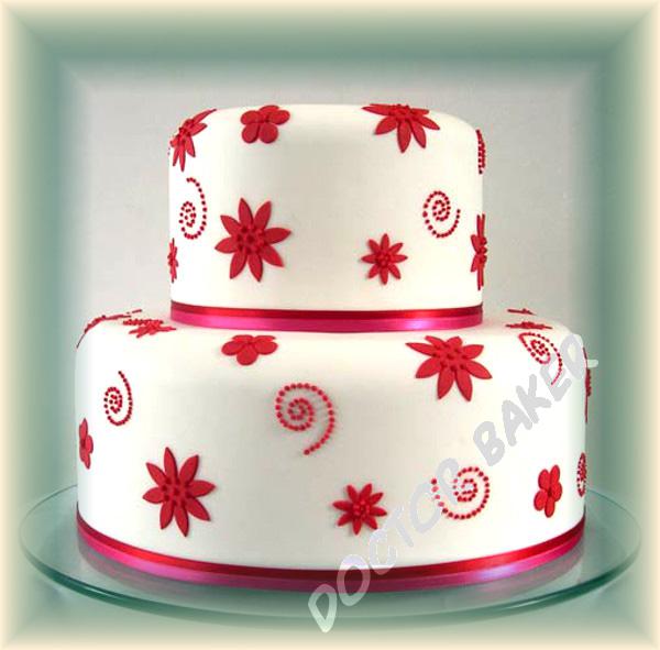 Свадебный торт 2049 Красно-белый
