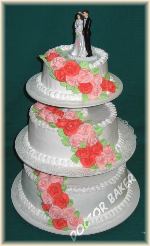 Свадебный торт 2055 Розы ярусами