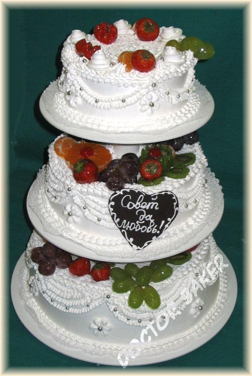Свадебный торт 2064 Фрукты ярусами